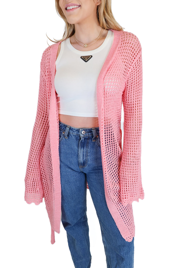 pink lily pink crotchet cardigan (s)