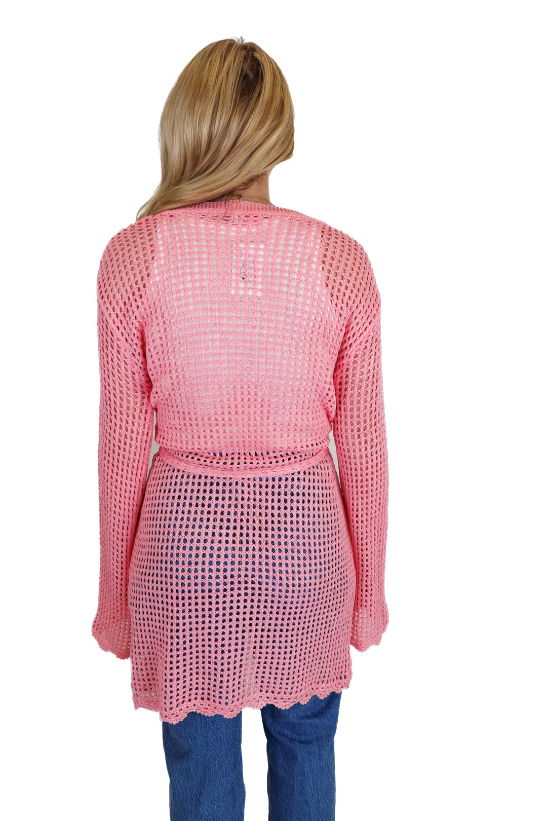 pink lily pink crotchet cardigan (s)