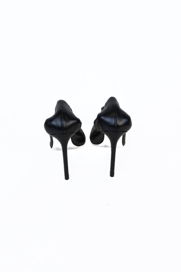 Schutz Black Leather Pointed Toe Stiletto Heels  (7.5; retail $179)*