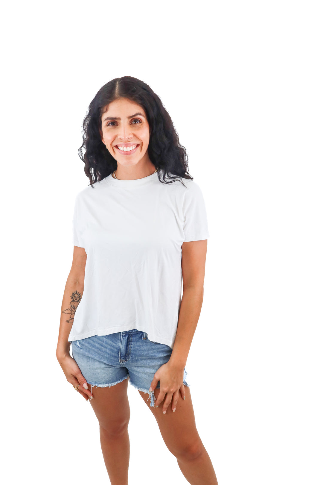 tasc white cross back tshirt NWT (xs; retail $64)