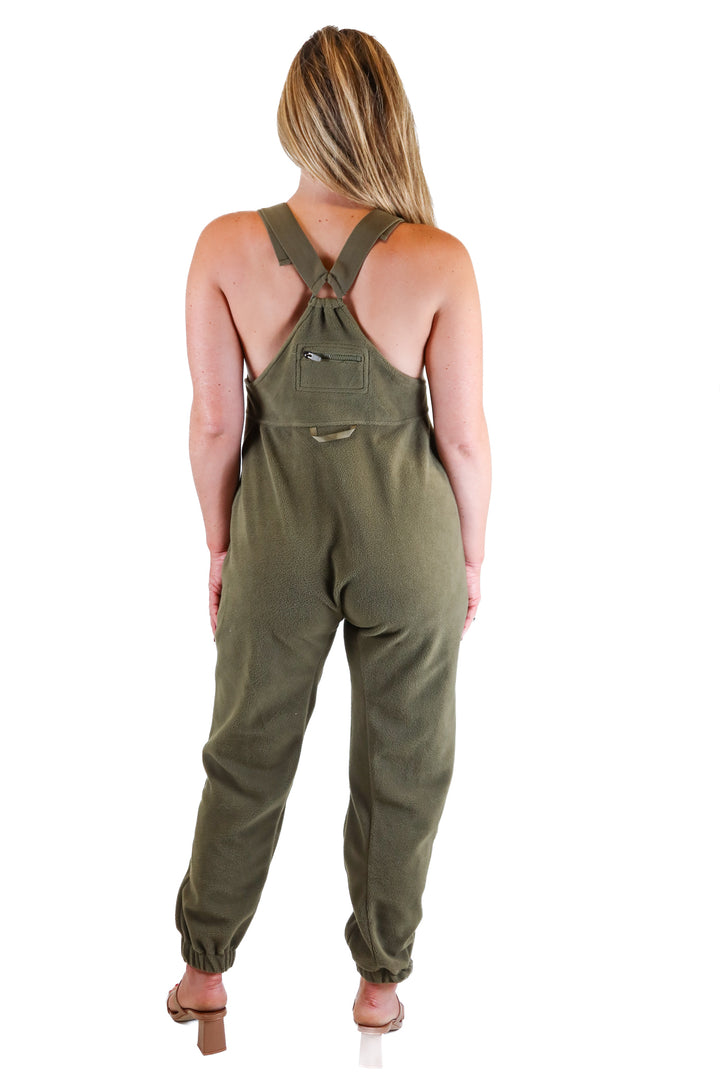 Green fleece jumpsuit (S)