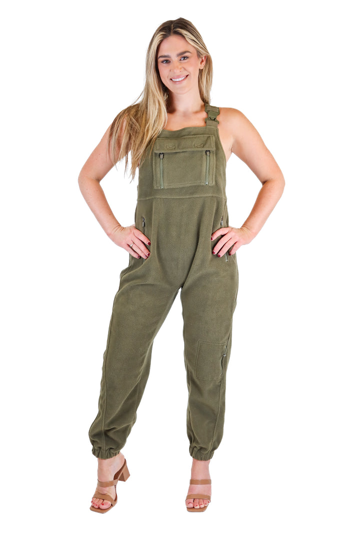 Green fleece jumpsuit (S)