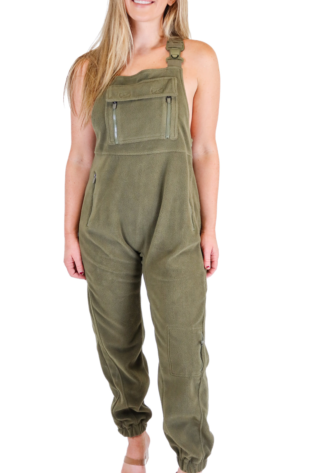 Green fleece jumpsuit (S)