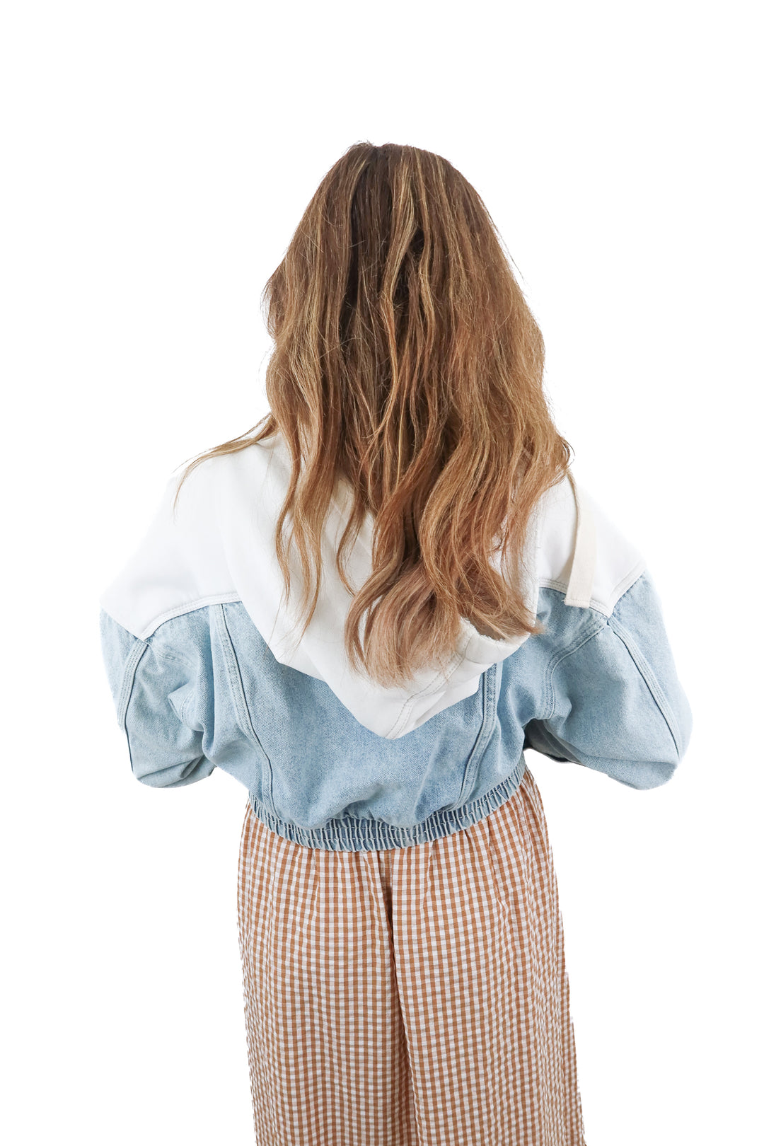bdg denim/white cropped hoodie (xs)
