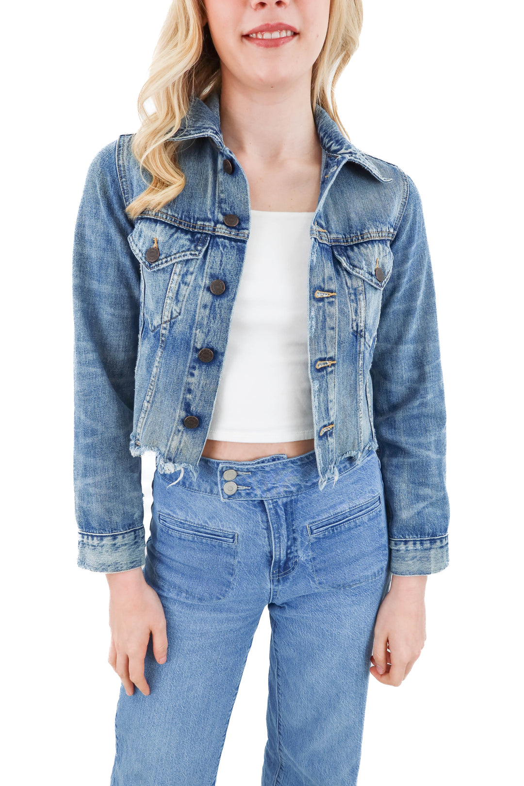 able cropped denim jacket (xs; retail $88)