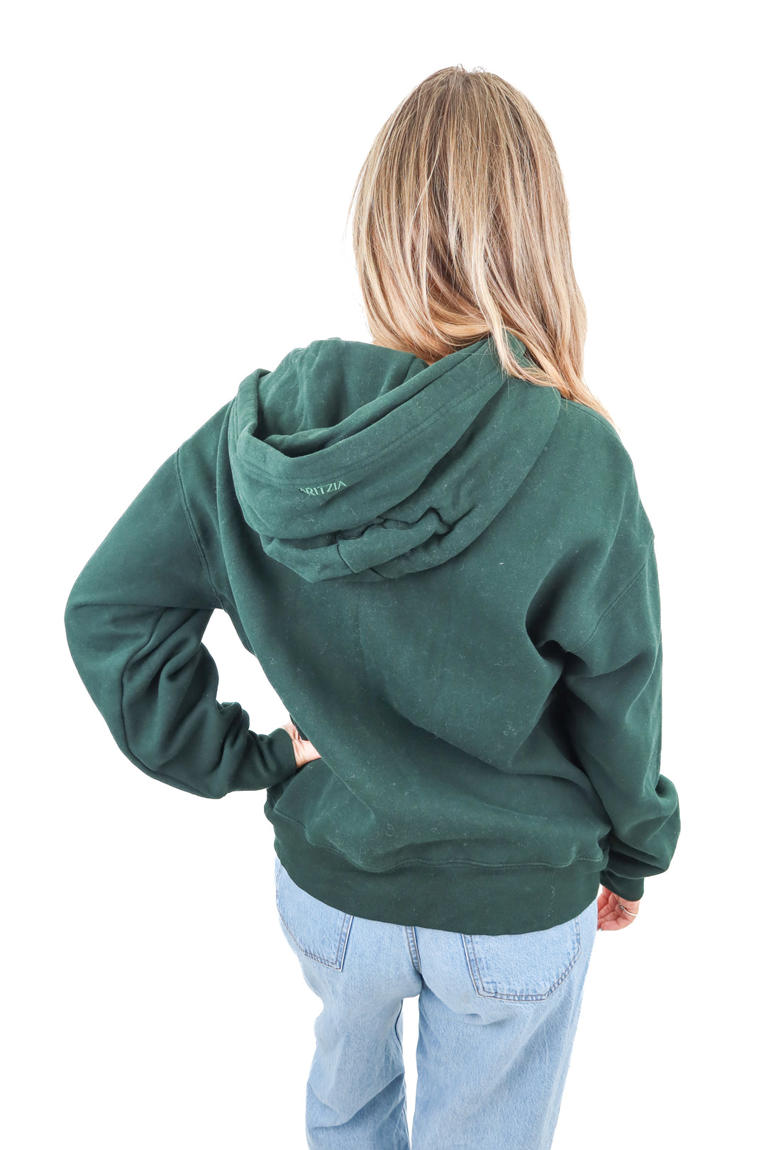 aritzia dark green zip up hoodie (m; retail $98)