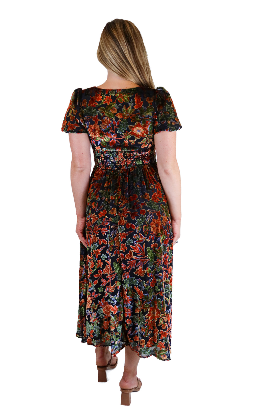 Anthropologie floral velvet midi dress NWT (00; retail $228)