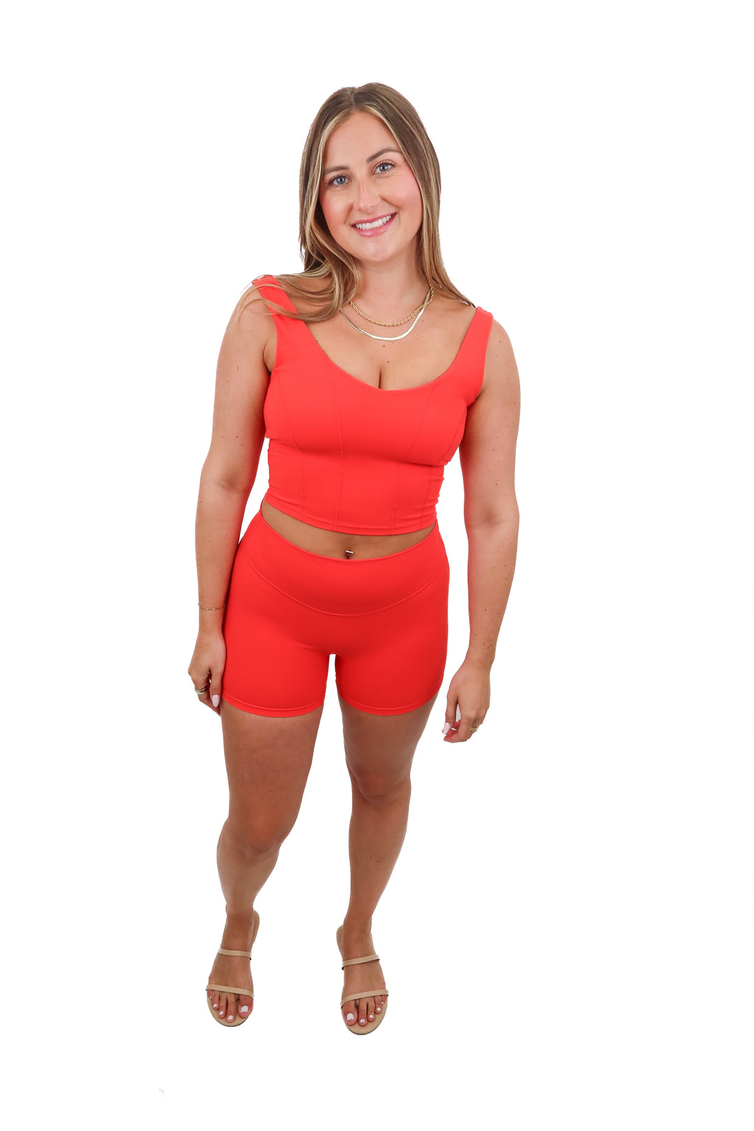acta red short/tank active set (M; retail $100)