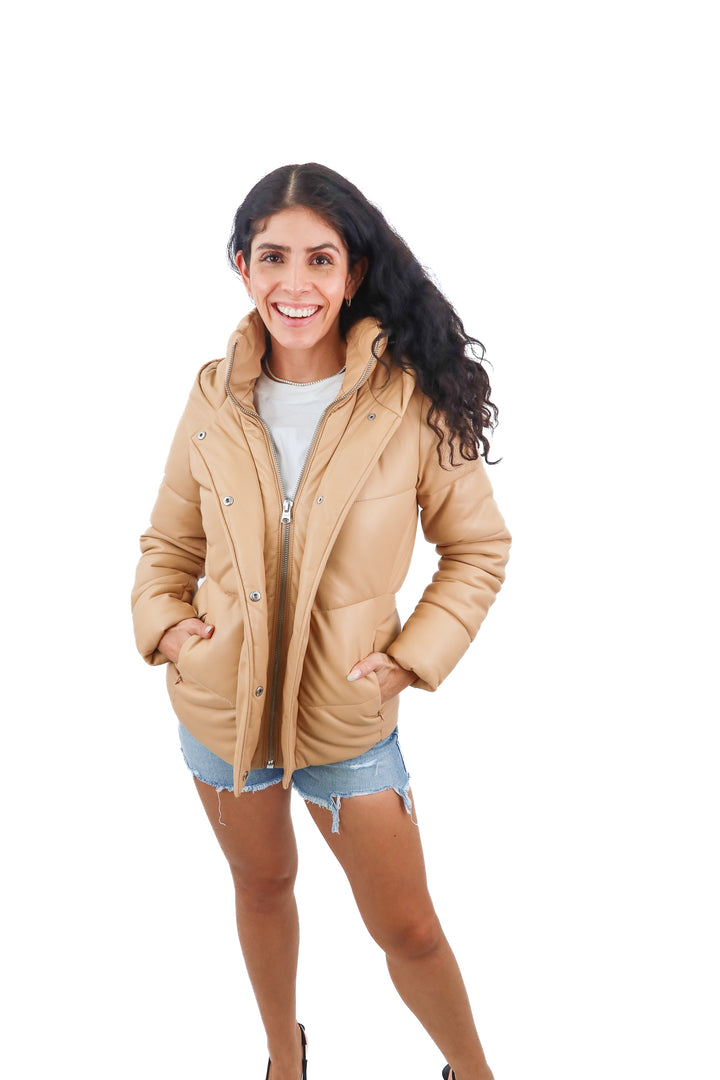 abercrombie & fitch brown puffer jacket (xs; retail $160)