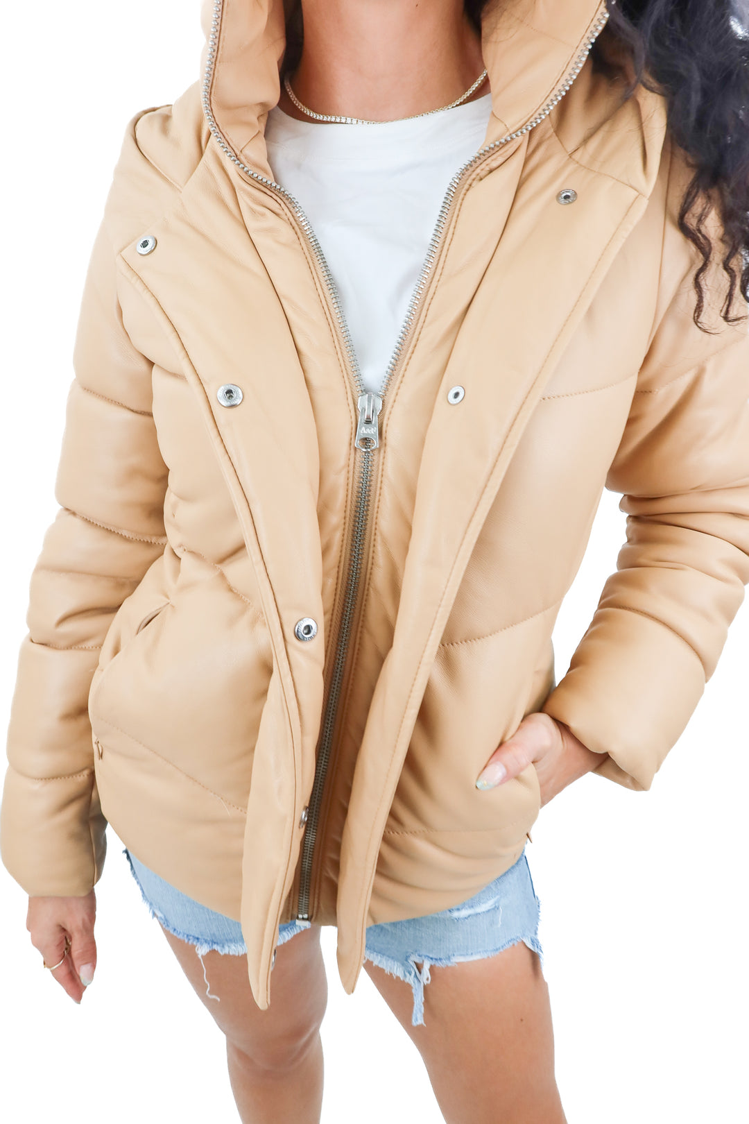 abercrombie & fitch brown puffer jacket (xs; retail $160)