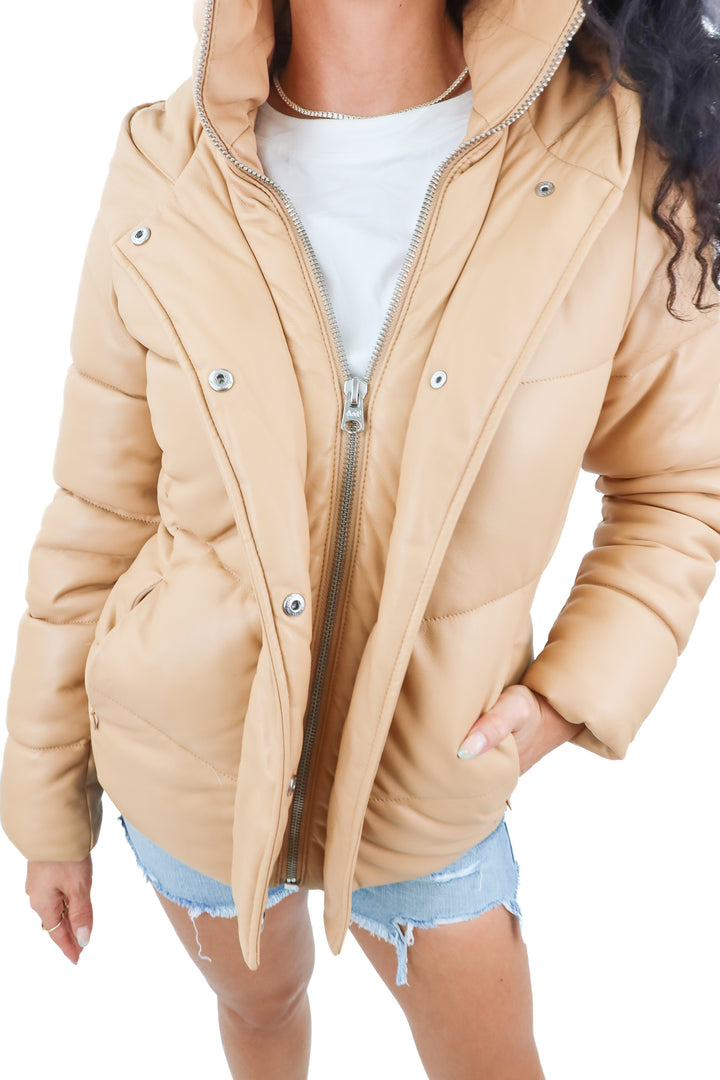abercrombie & fitch brown puffer jacket (xs; retail $160)