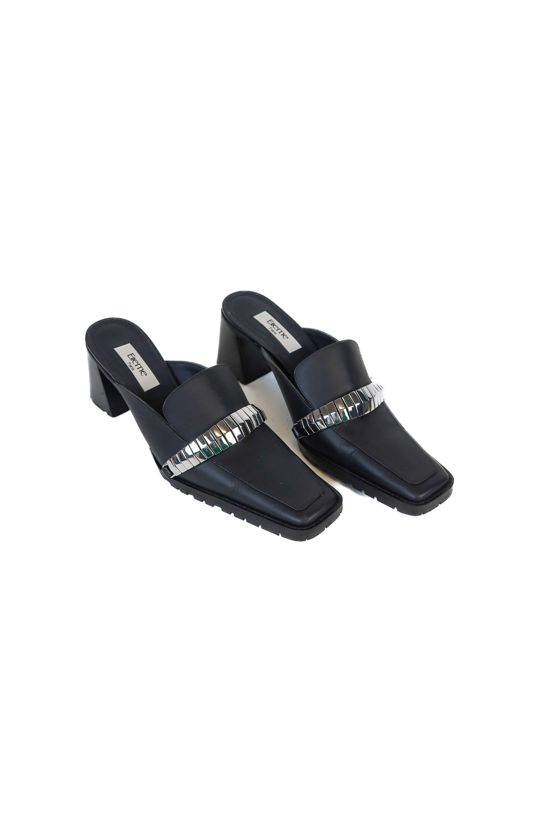 Elleme Paris black slip on loafer style heels (38/ US 7.5-8; retail $516)