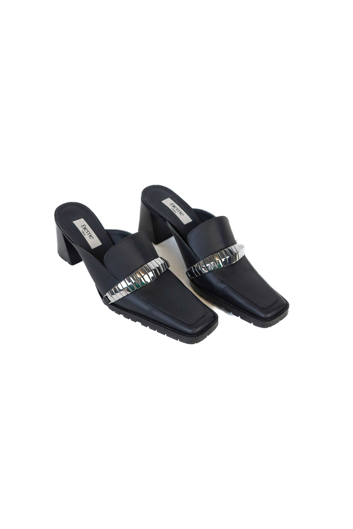 Elleme Paris black slip on loafer style heels (38/ US 7.5-8; retail $516)