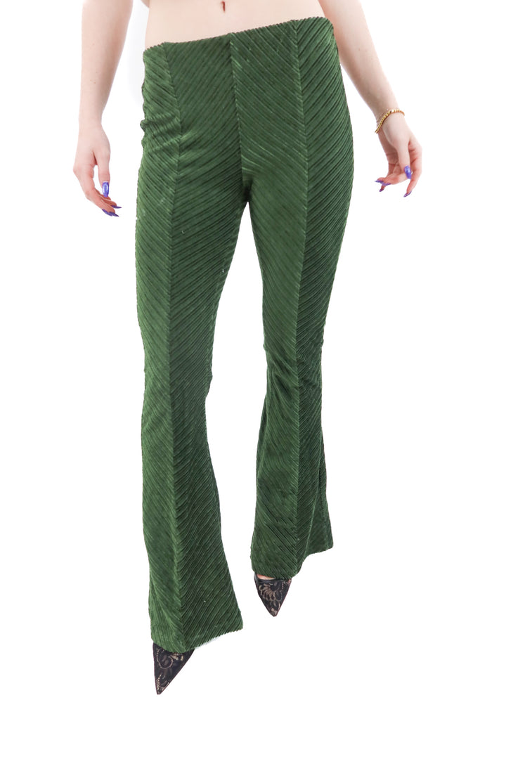free people green velvet flare pants (XS)