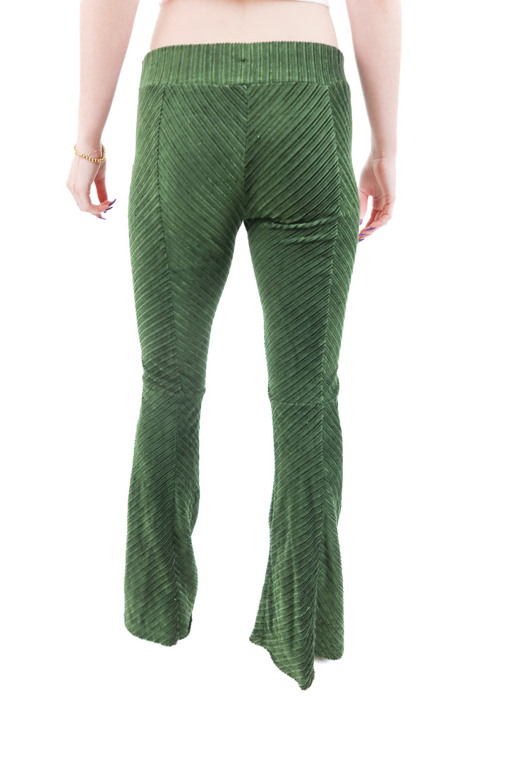 free people green velvet flare pants (XS)