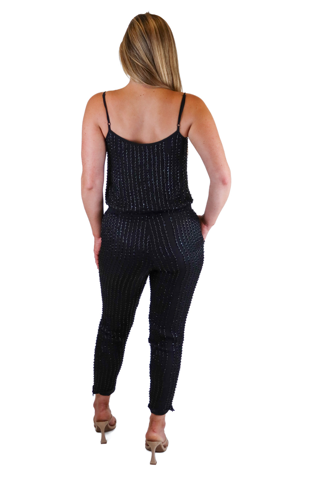 Parker Black Autumn Beaded Silk Jumpsuit (S)*