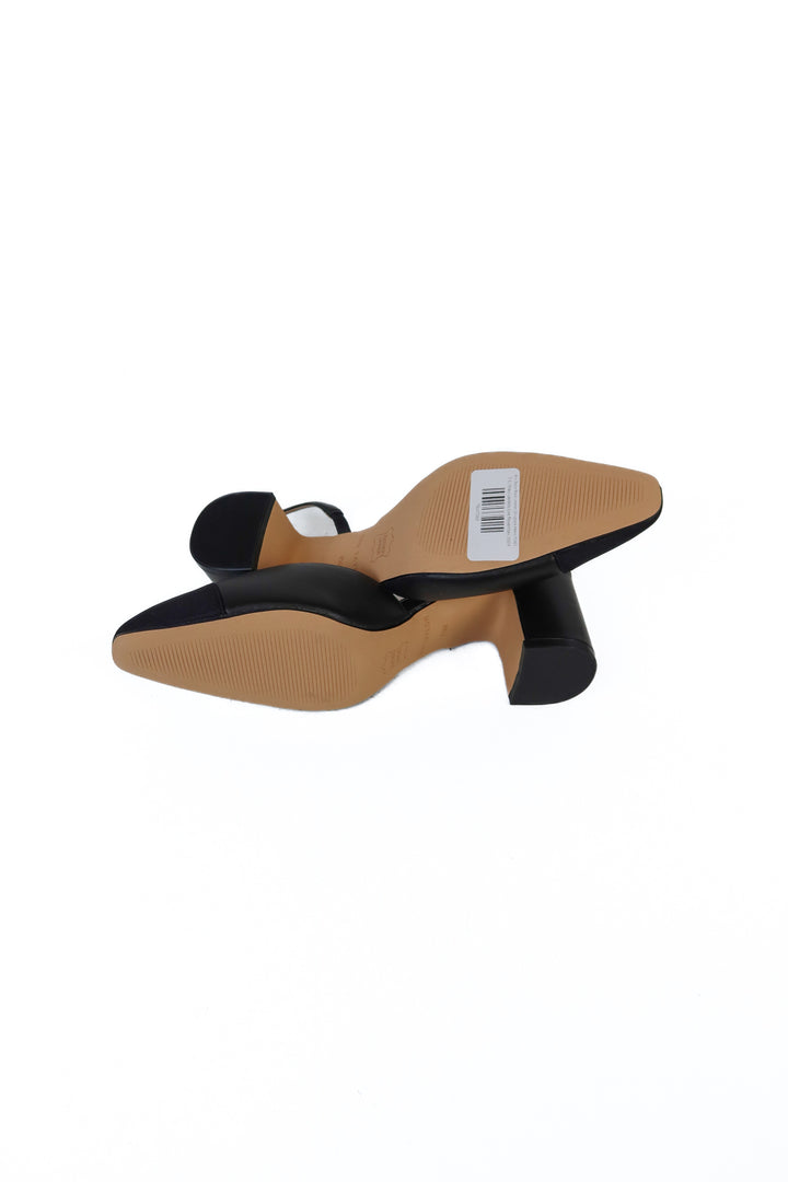 Ann Taylor Black Cap-Toe Leather Slingback Heels NWOT (7.5; retail $158)