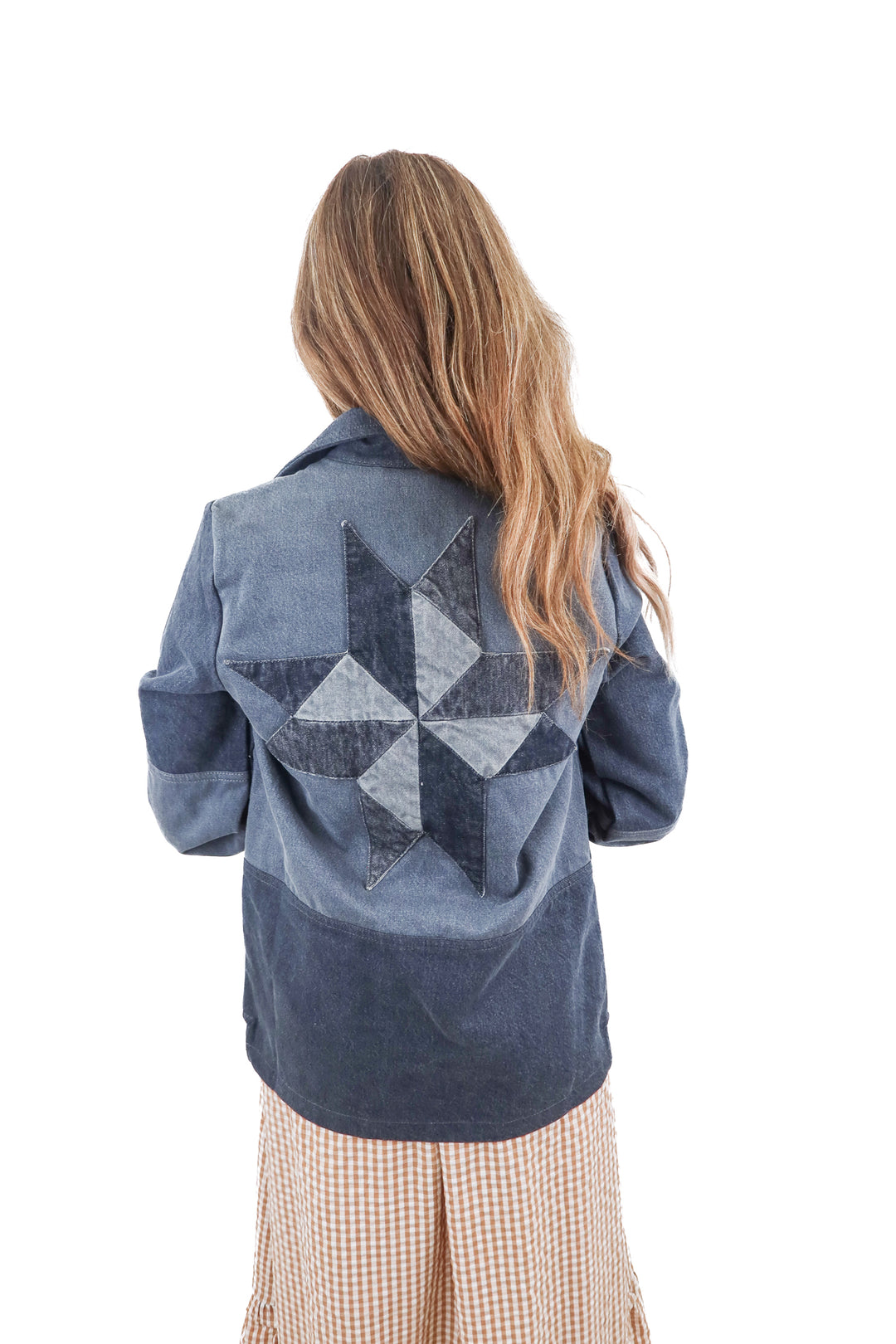 seventy + mochi denim colorblock jacket NWT (xs; retail $310)