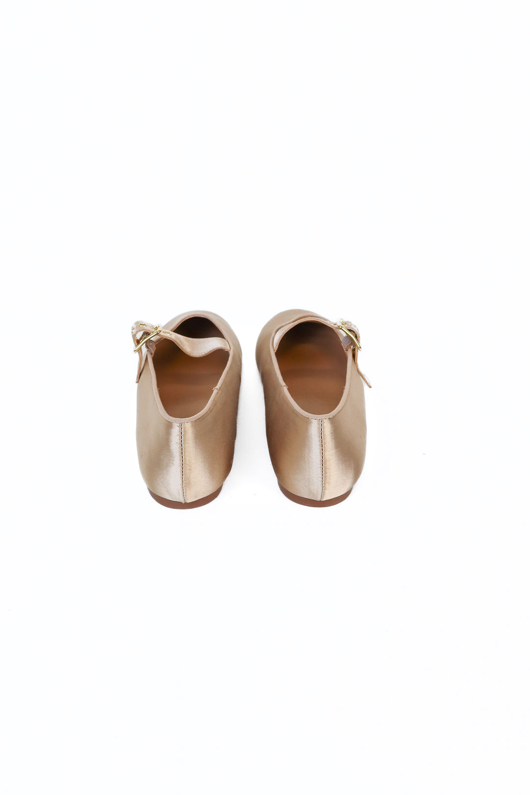 Ann Taylor Pale Gold Satin Mary Janes NWOT (7.5; retail $158)