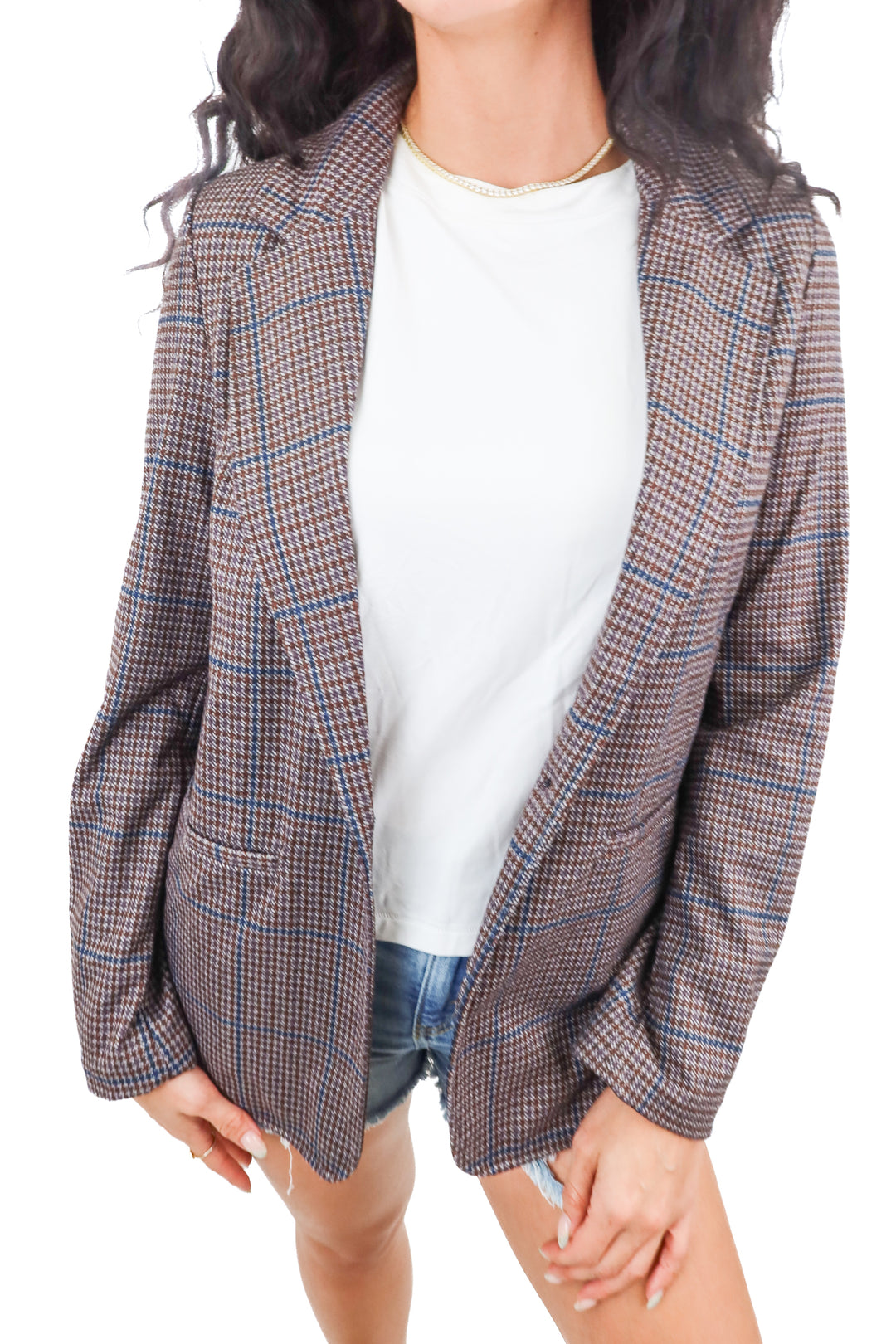 sanctuary brown plaid blazer NWT (xs; retail $149)