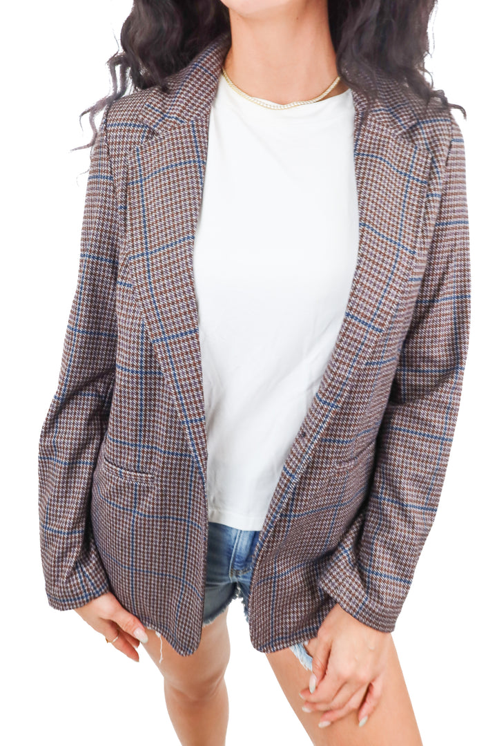 sanctuary brown plaid blazer NWT (xs; retail $149)
