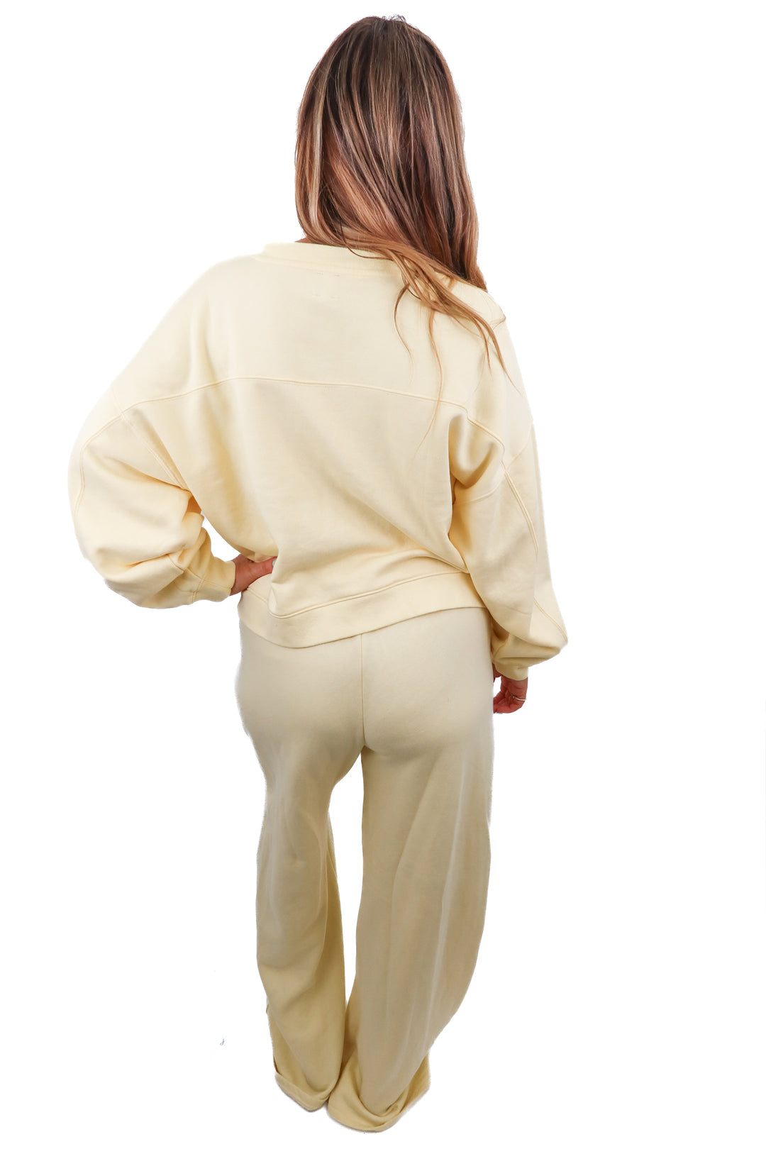 gap butter yellow lounge set (m; retail $110)