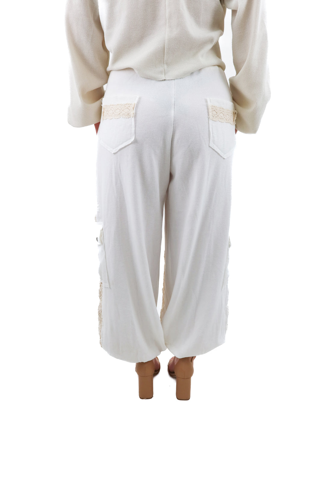 pol white lace joggers (m; retail $75)