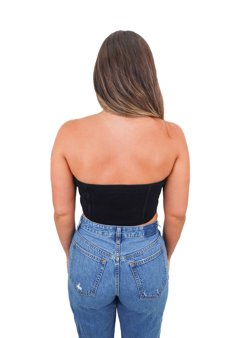 babaton black sculpt knit tube top (m; retail $58)