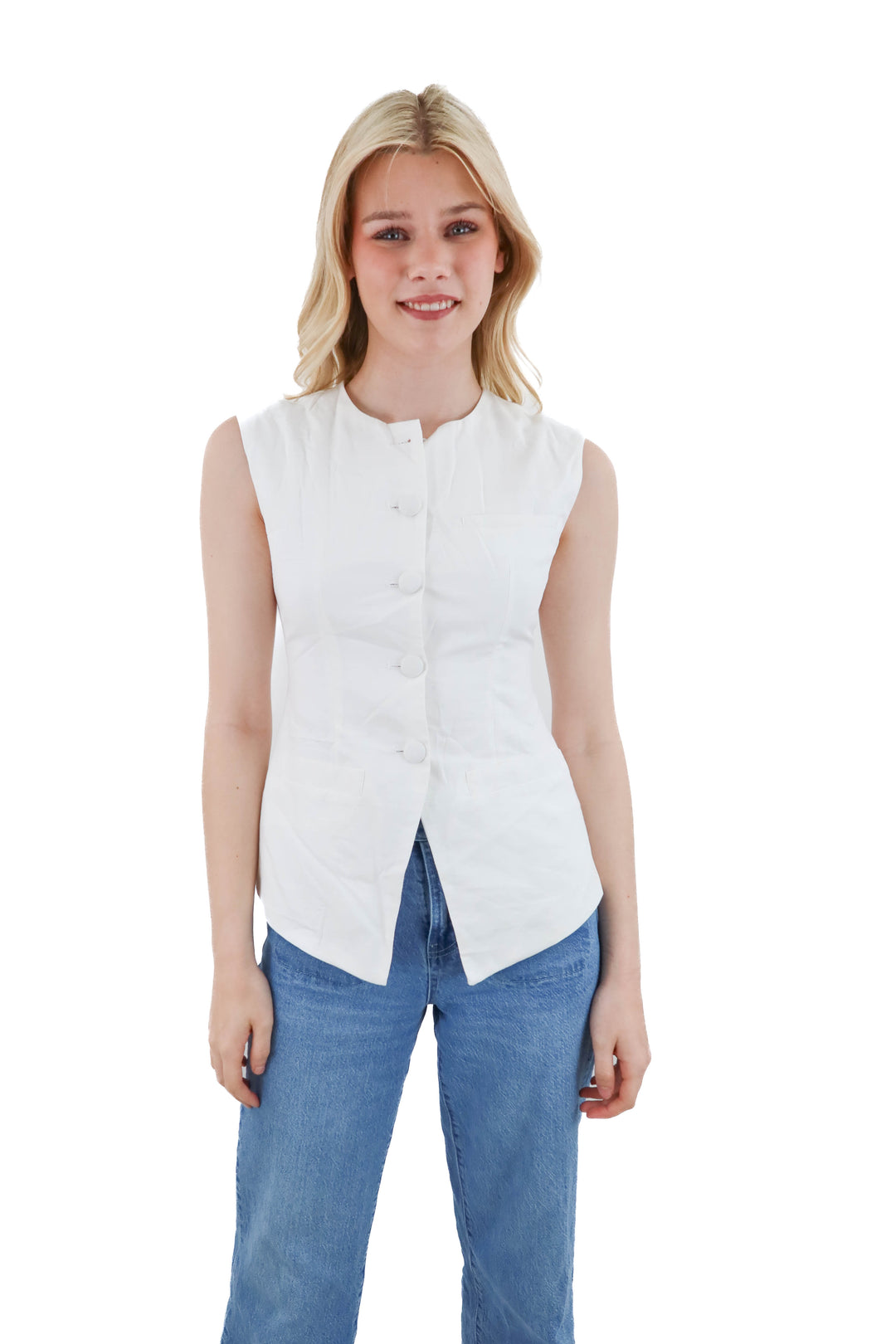 future collective white linen vest (s)