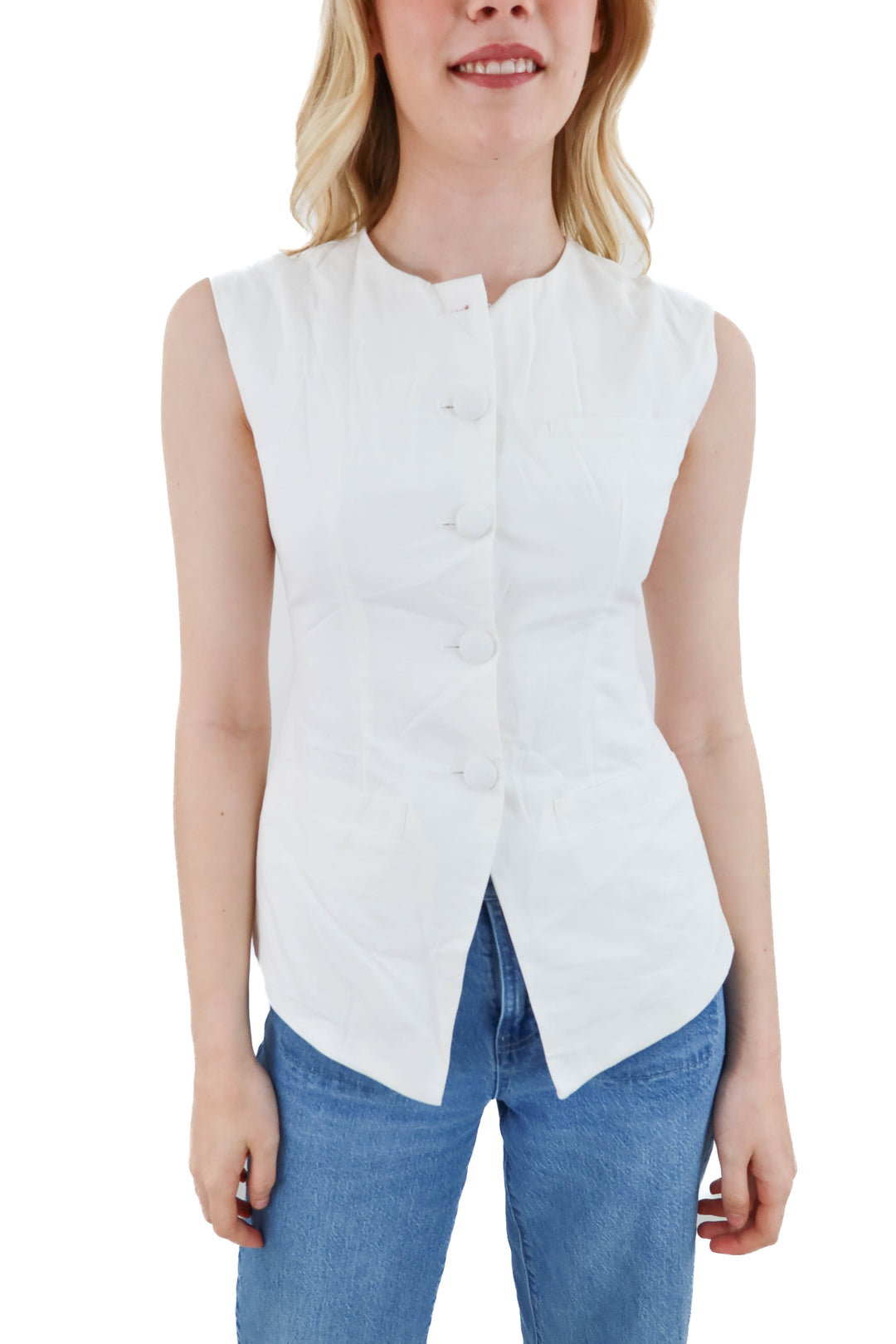 future collective white linen vest (s)