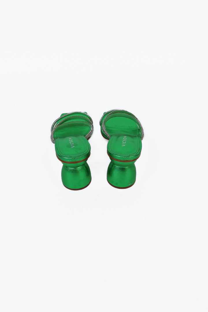 Vicson green rhinestone heels (8; retails for $295)