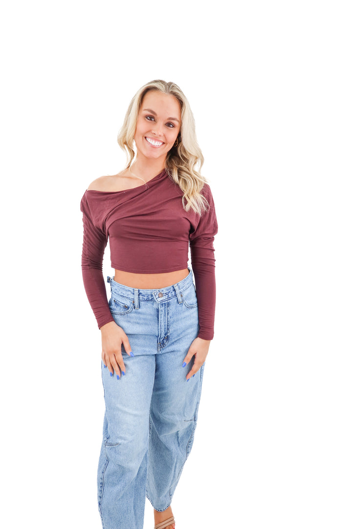 meshki maroon long sleeve top (S)