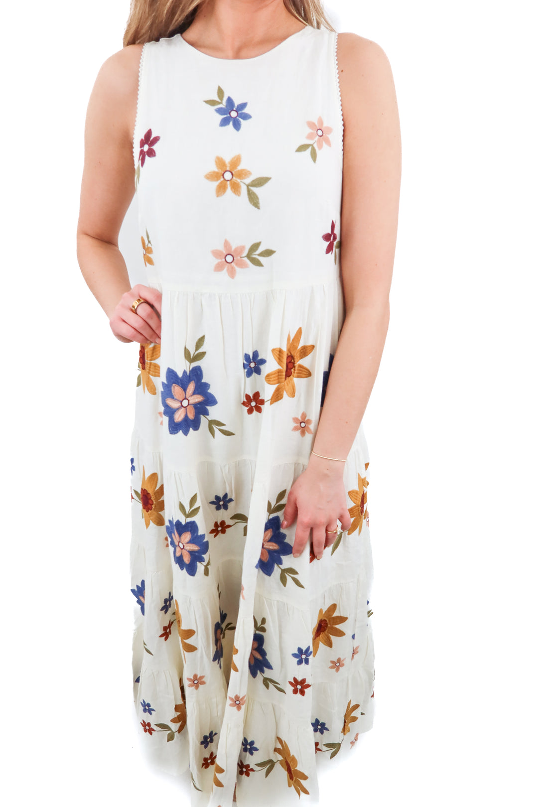 Sezane cream floral embroidered maxi dress NWT (2; retail $235)