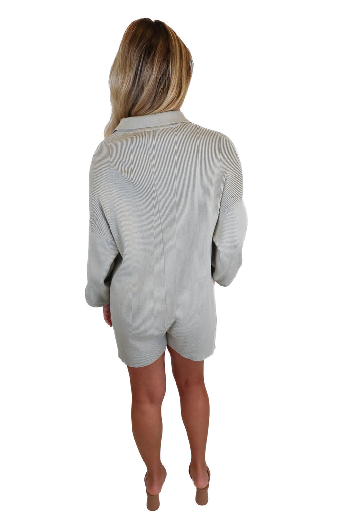 Princess Polly Tan Rib Knit Hook & Eye Detail Romper (S/M)