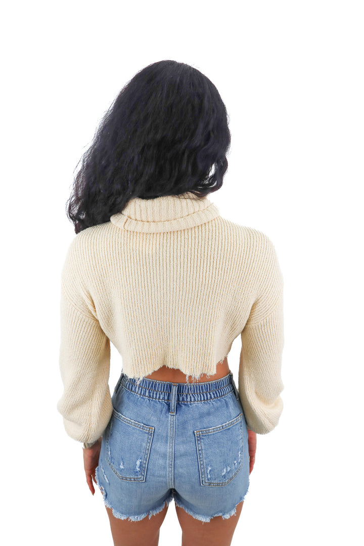 lacademie ivory cropped turtleneck sweater (xs; retail $158)