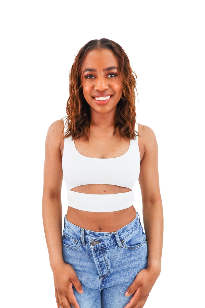 zara white cropped cut out tank (s)