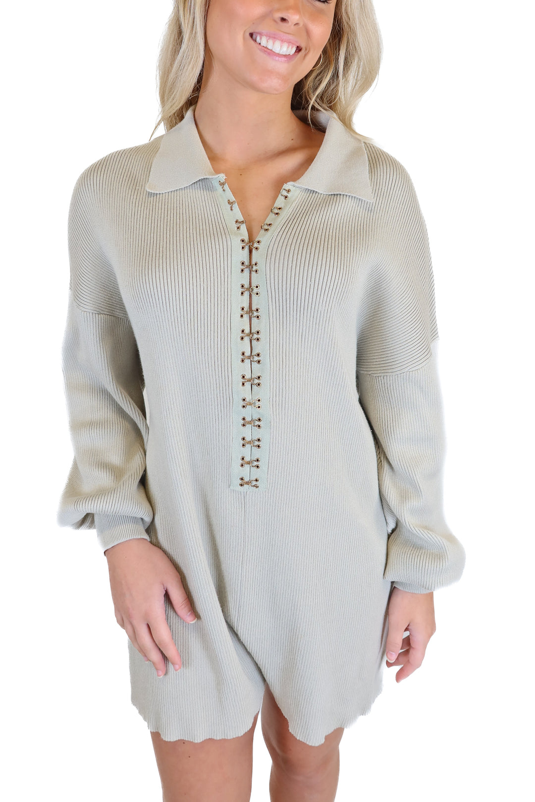 Princess Polly Tan Rib Knit Hook & Eye Detail Romper (S/M)