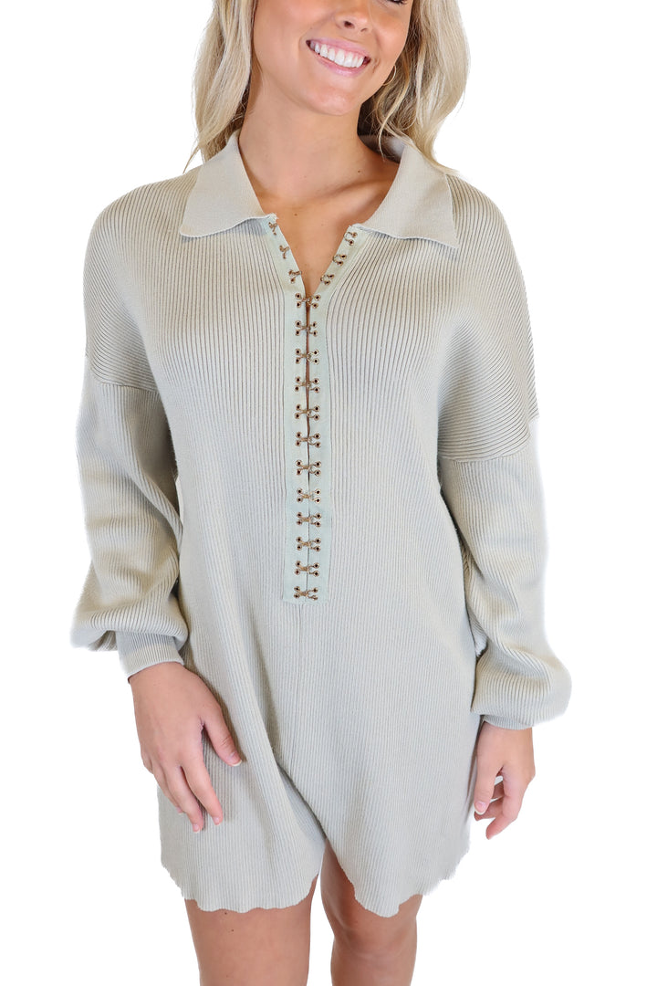 Princess Polly Tan Rib Knit Hook & Eye Detail Romper (S/M)
