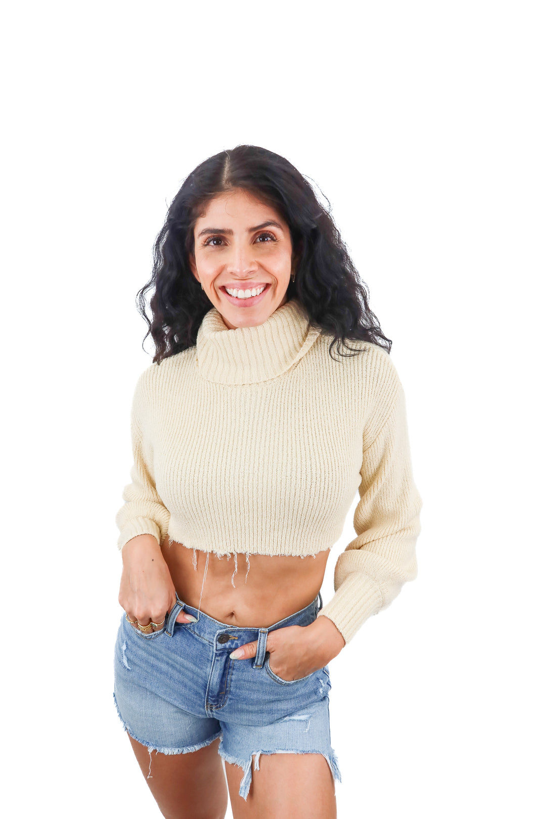 lacademie ivory cropped turtleneck sweater (xs; retail $158)
