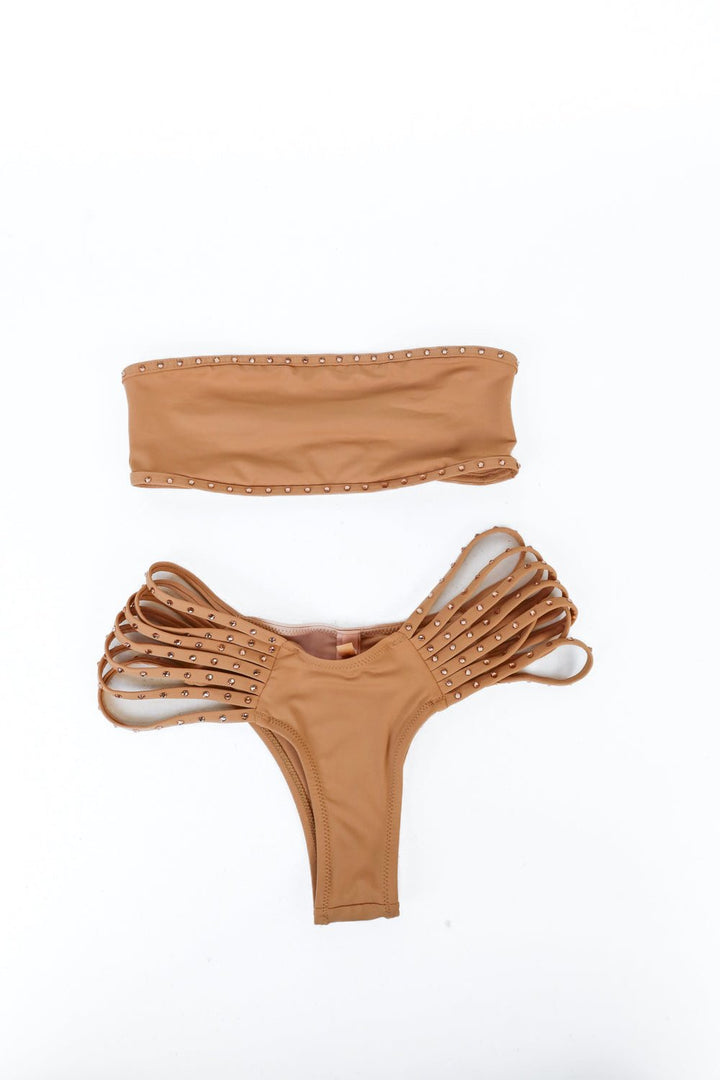 Skims nude rhinestoned bathing suit (XS)