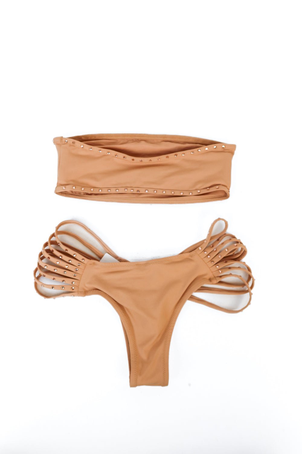 Skims nude rhinestoned bathing suit (XS)