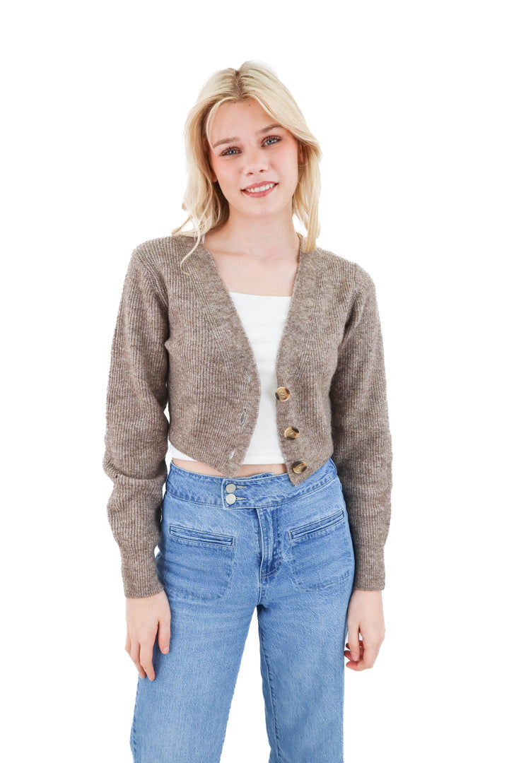 h&m cropped taupe cardigan NWT (xs; retail $39.99)