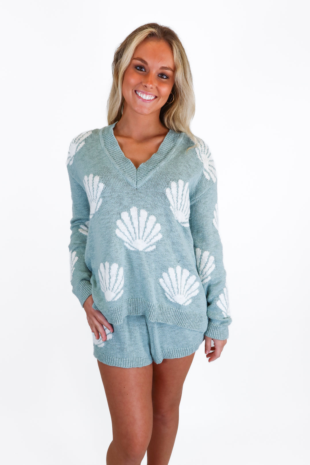 Show Me Your Mumu Seashell Knit Sweater and Shorts Set (XS)