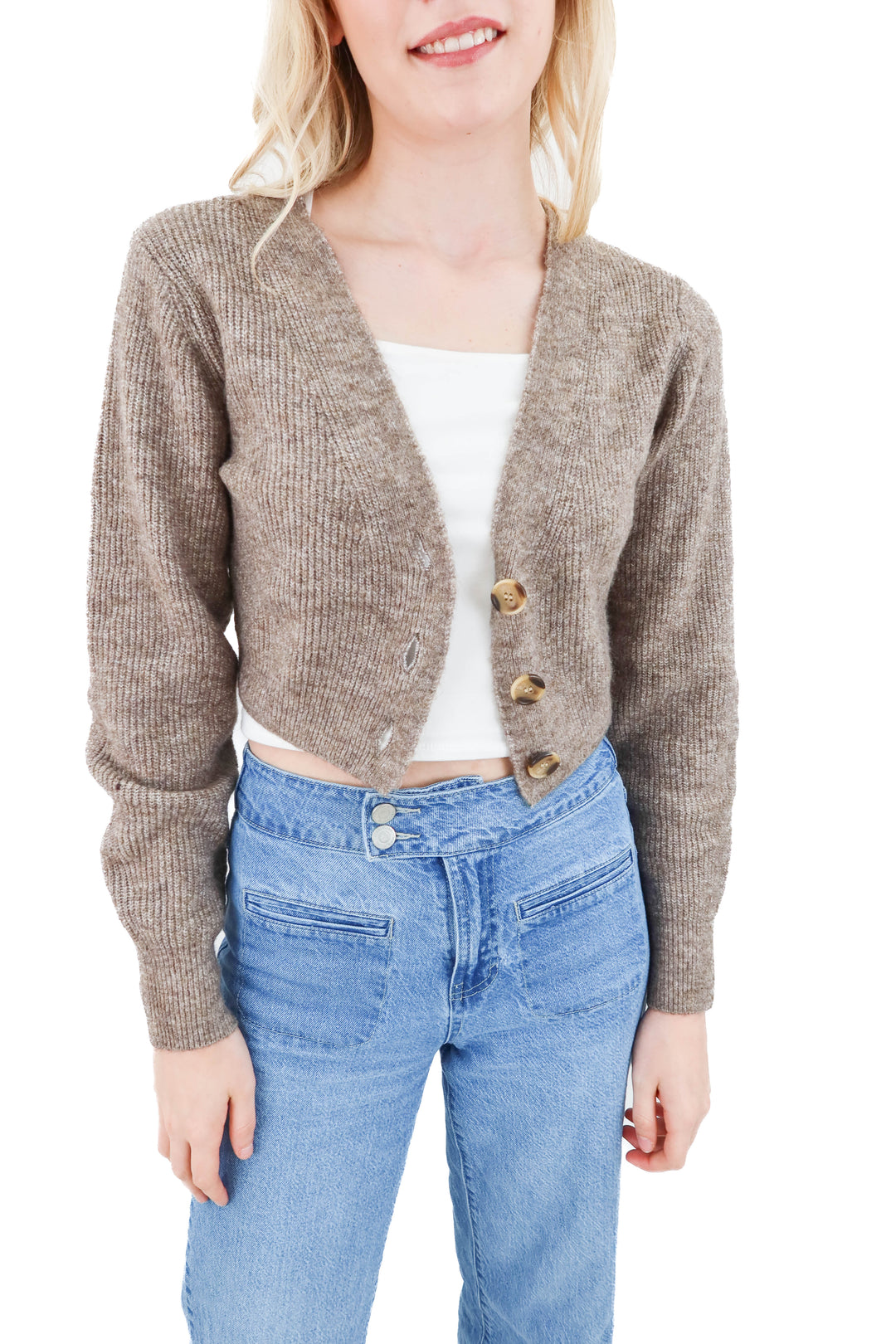 h&m cropped taupe cardigan NWT (xs; retail $39.99)