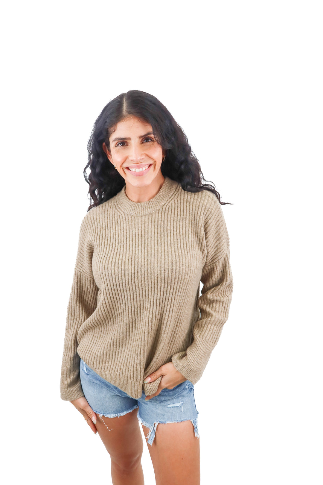 abercrombie & fitch brown ribbed sweater (xs; retail $60)