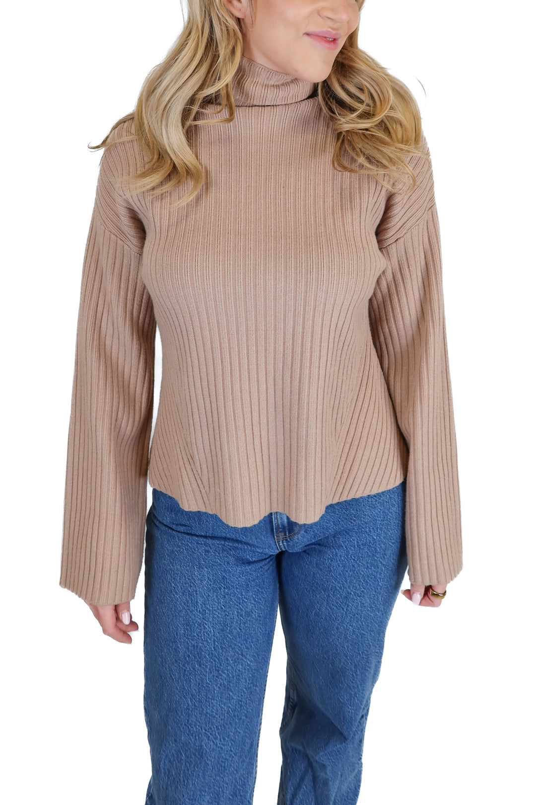 Joes Latte Ribbed Turtleneck Sweater (S)