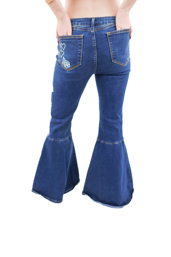driftwood embroidered jeans (s; retail $230)