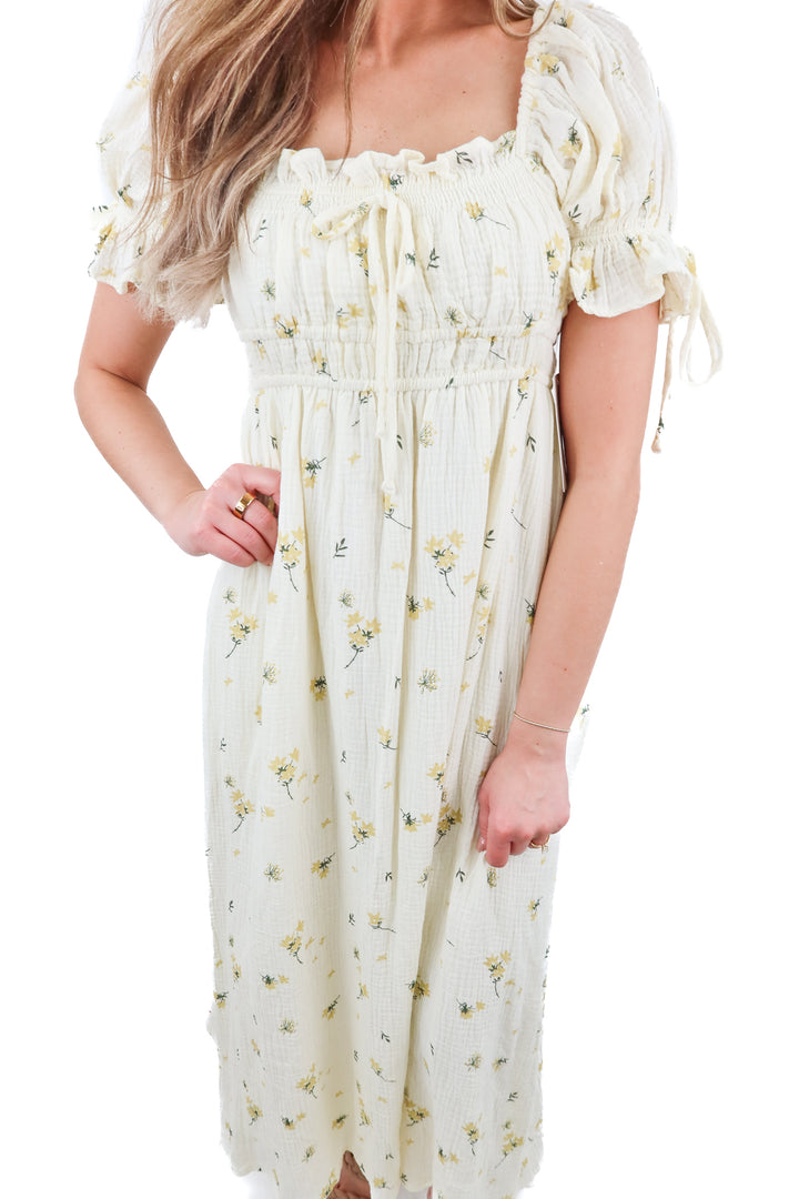worth collective cream floral maxi dress NWT (xs; retail $98)