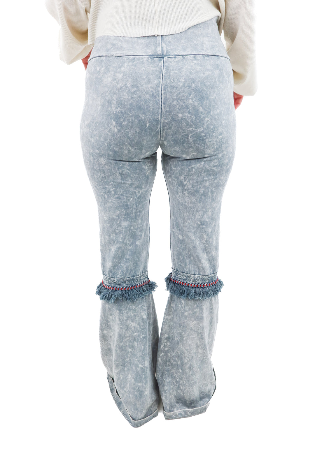 grey acid wash fringe yoga pants (l)