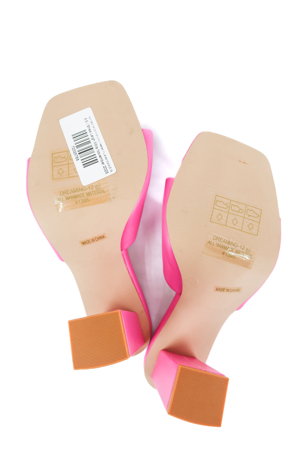 bamboo hot pink chunky heeled mule sandals (6.5)